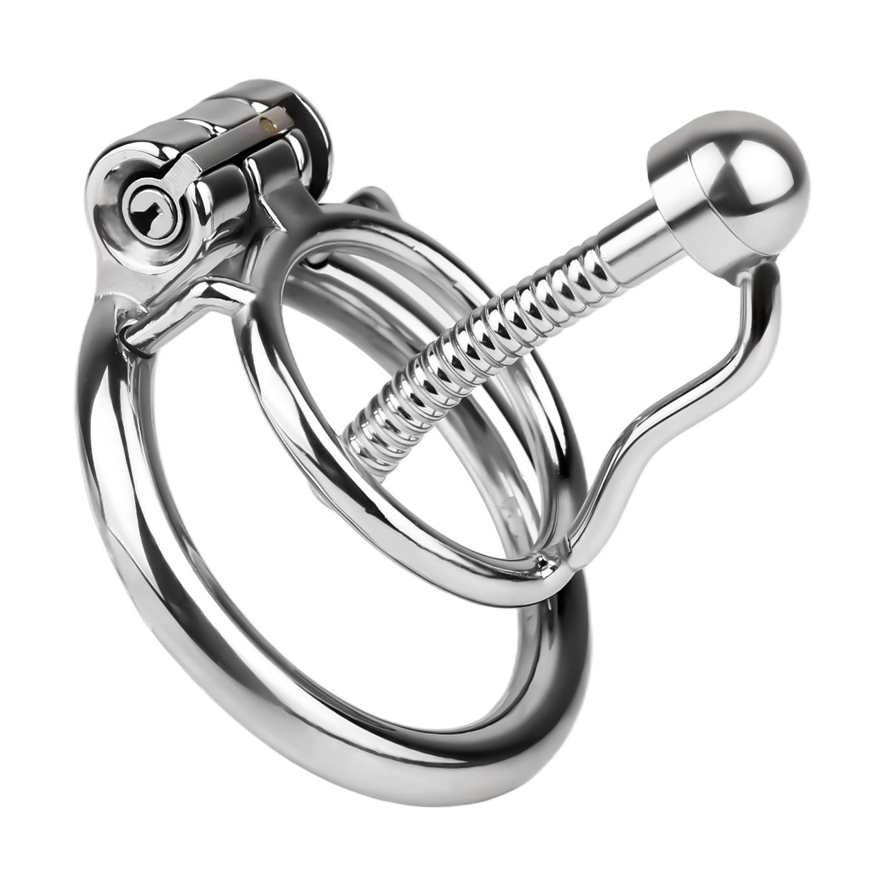 FRRK-238Metal Stainless Steel Horse Eye Rod Anti-Escape Chastity Lock with Urination Catheter for Men