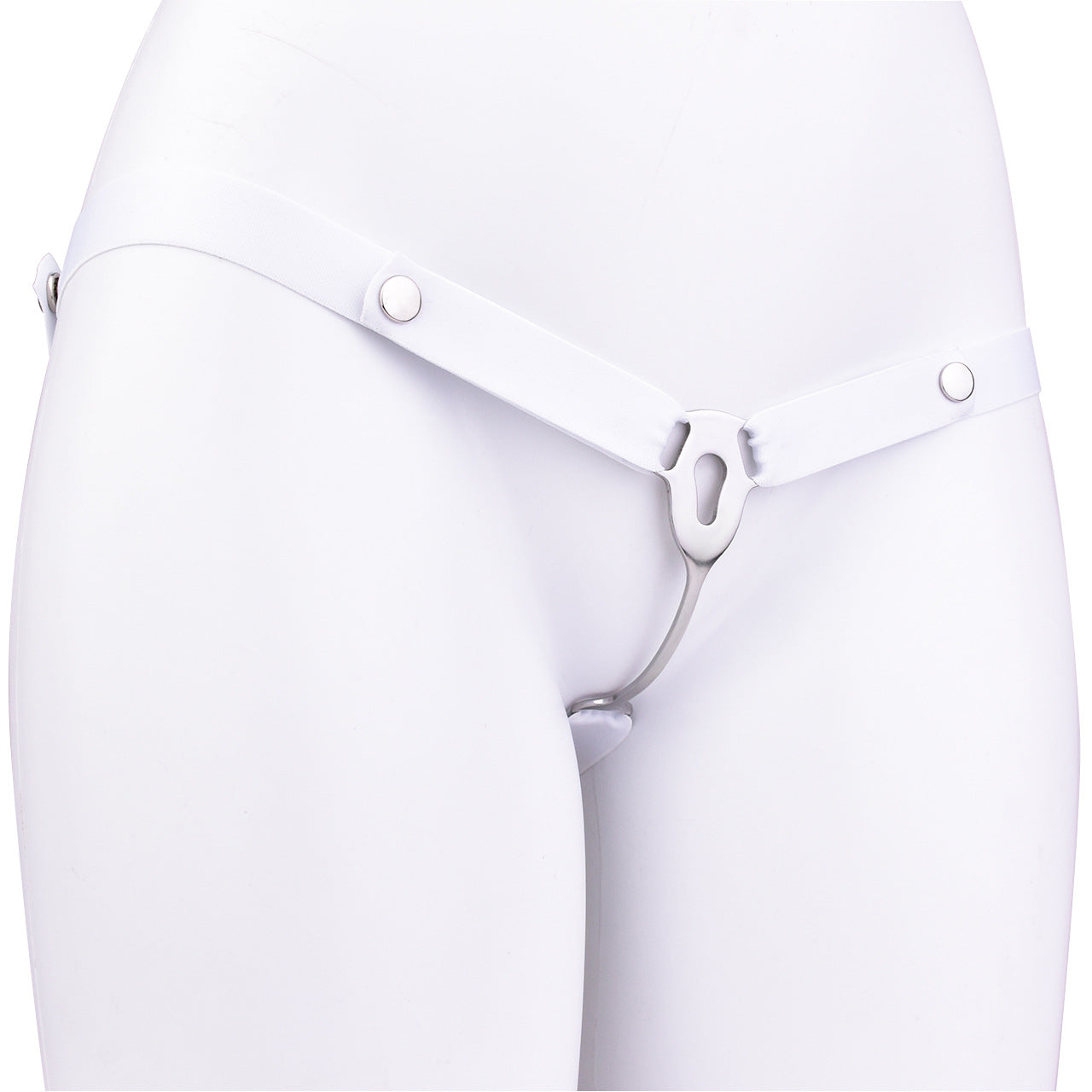 FRRK Imitation Penis Cage Metal Flat Chastity Lock Male Transvestite Penis Compression Restraint Curved Hook Patch Type Pot Lid Lock