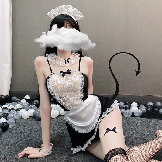 情趣内衣制服诱惑女仆角色扮演免脱激情透明蕾丝性感女佣装套装