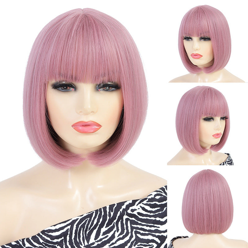 Xuchang Wig Cross-Border Amazon Foreign Trade Fashion European and American Bob Wig Full Head Set wigs Short Straight Hair