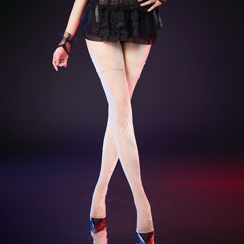 Sexy Fishnet Stockings Silk Stockings Women Sexy Black Silk Stockings Women Long Thin Mesh Sheer Temptation Fishnet Stockings No-Slip Stockings