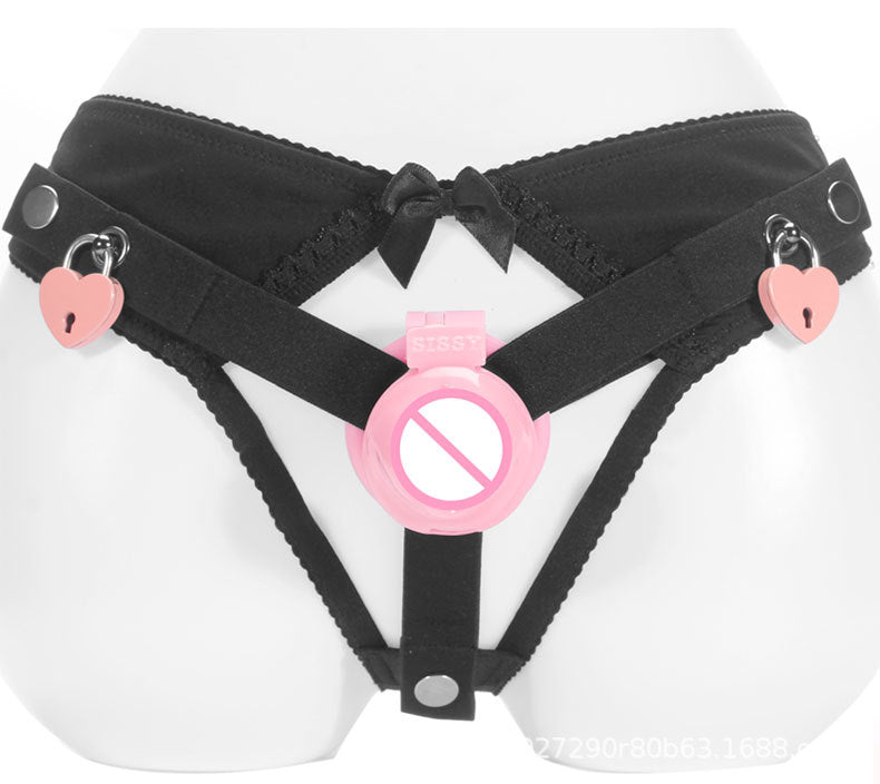 Sissy Male Chastity Lock Auxiliary Belt Underwear with Lock