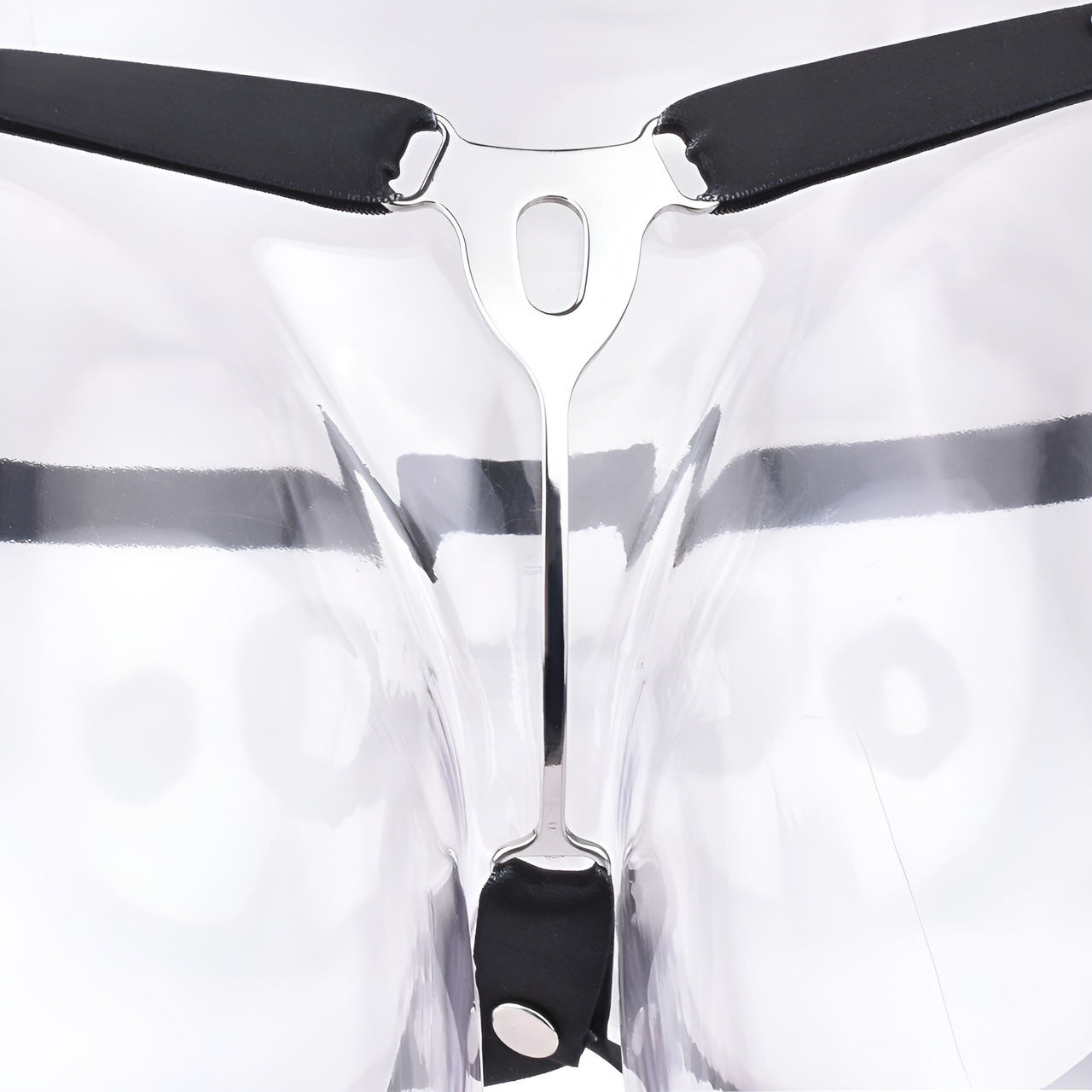 FRRK Imitation Penis Cage Metal Flat Chastity Lock Male Transvestite Penis Compression Restraint Curved Hook Patch Type Pot Lid Lock