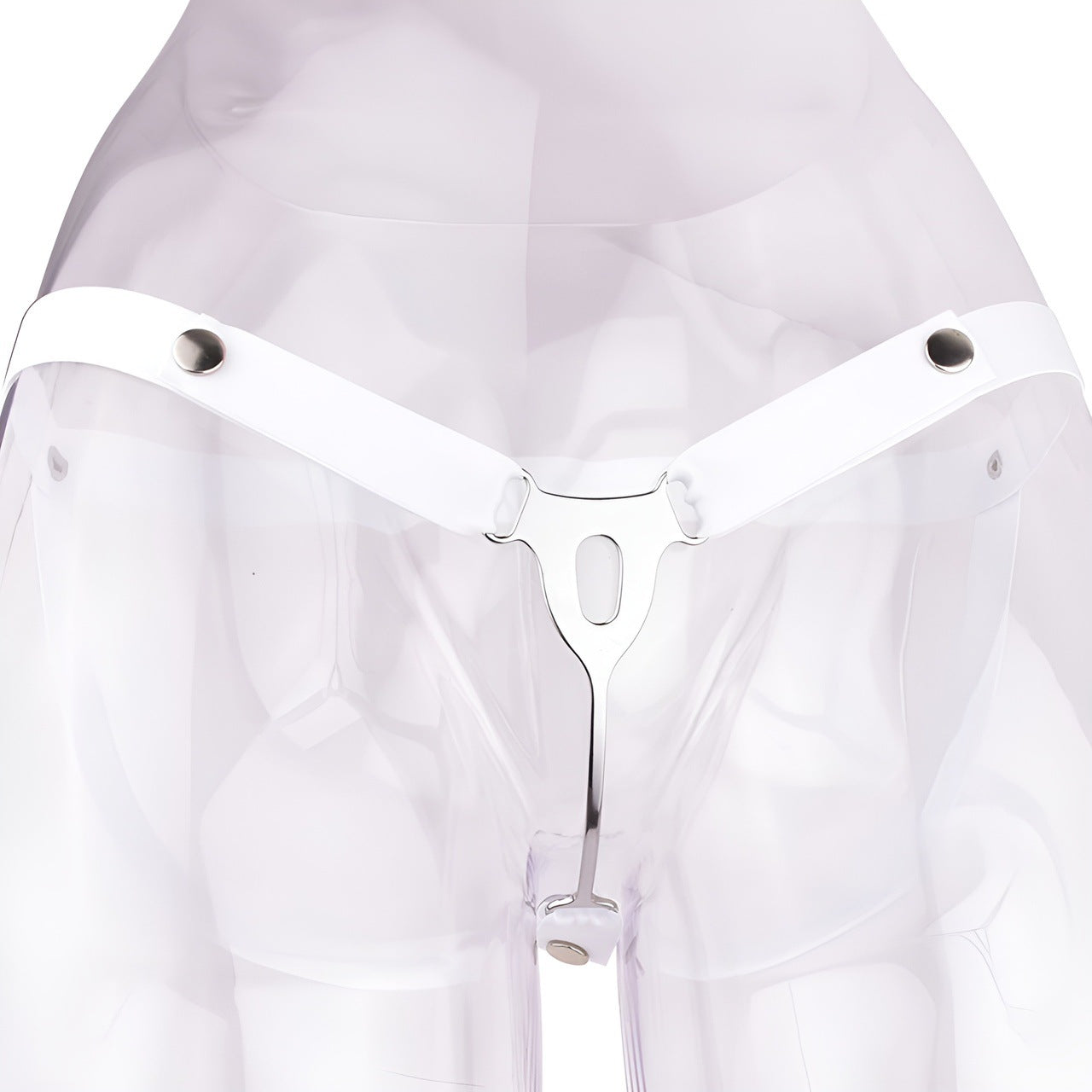 FRRK Imitation Penis Cage Metal Flat Chastity Lock Male Transvestite Penis Compression Restraint Curved Hook Patch Type Pot Lid Lock