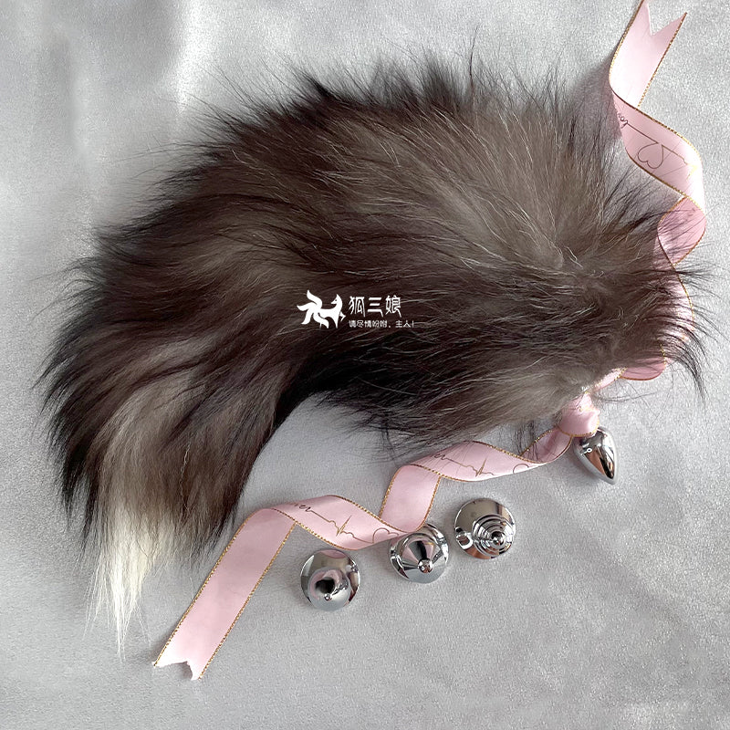 DX7Novice Small Anal Plug Real Fox Tail Detachable Female Dog Tail Erotic Transvestite SM Large Male Back Court