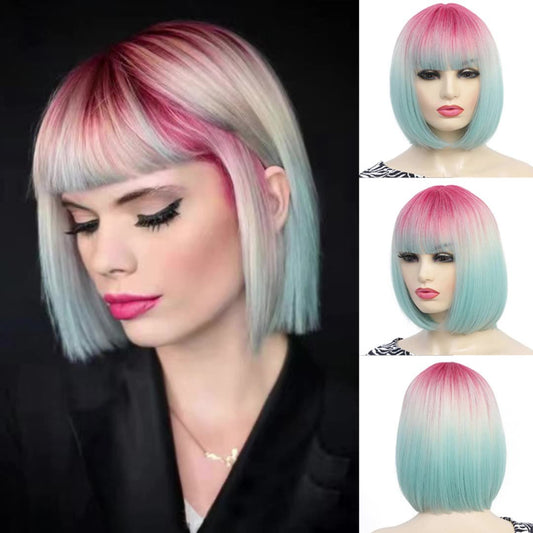 Xuchang Wig Cross-Border Amazon Foreign Trade Fashion European and American Bob Wig Full Head Set wigs Short Straight Hair