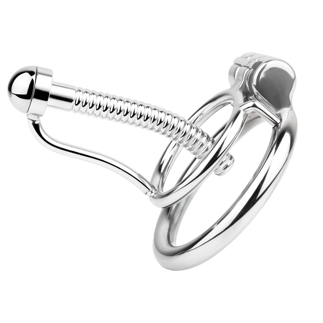 FRRK-238Metal Stainless Steel Horse Eye Rod Anti-Escape Chastity Lock with Urination Catheter for Men