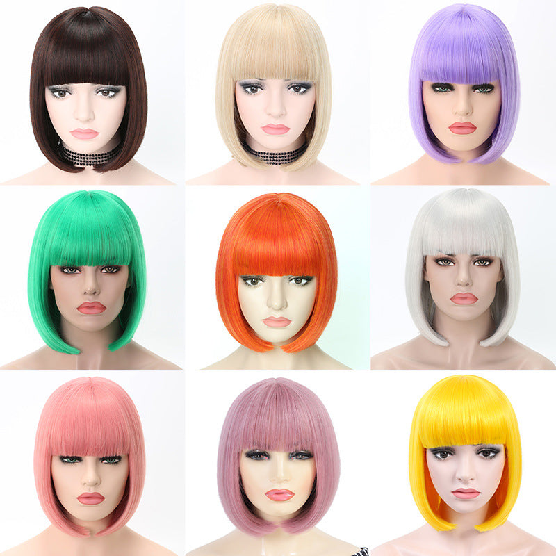 Xuchang Wig Cross-Border Amazon Foreign Trade Fashion European and American Bob Wig Full Head Set wigs Short Straight Hair