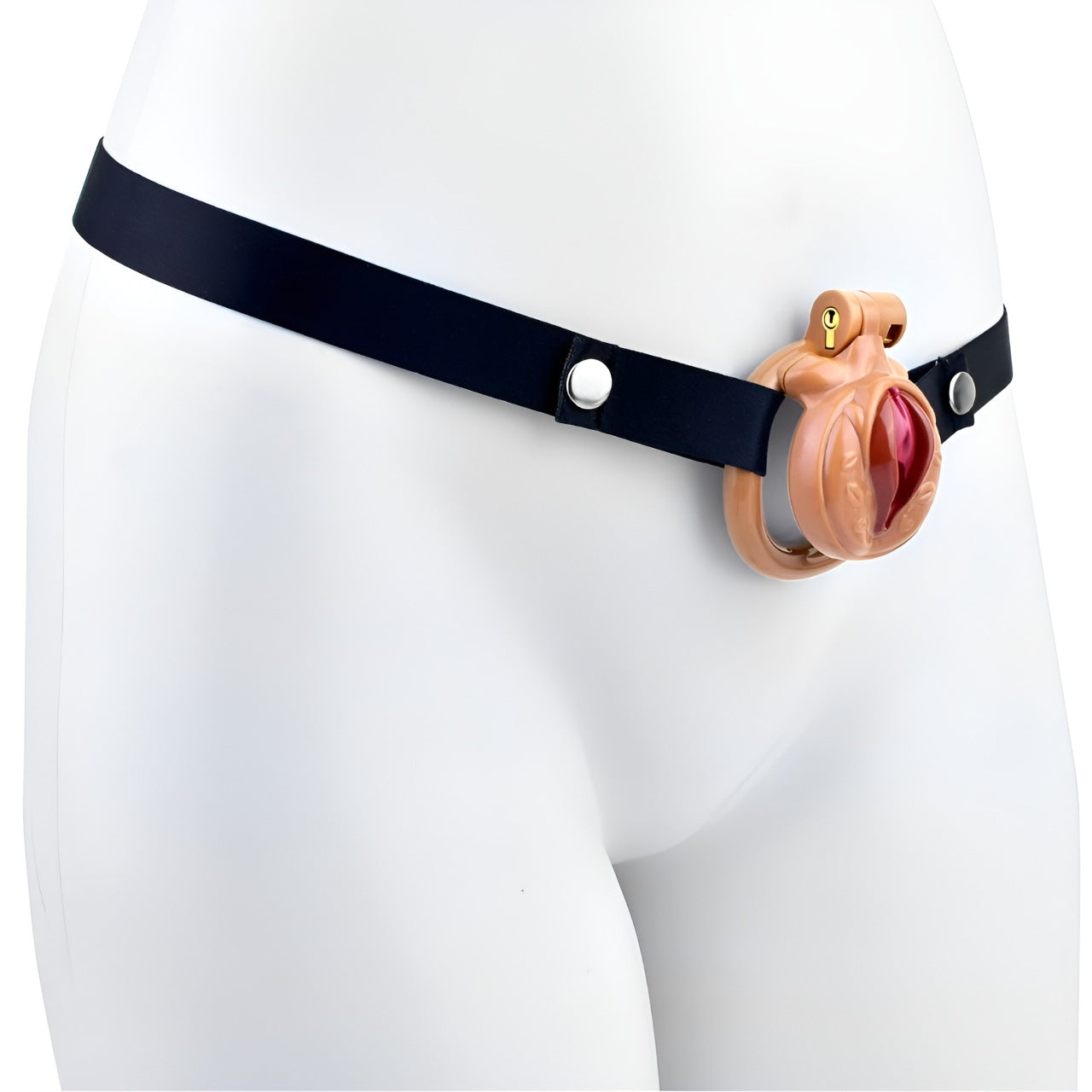FRRK-3212Transvestite Pink Wearing Chastity Lock ABS Resin CB Bird Cage Miniature Lock Elastic Belt Set
