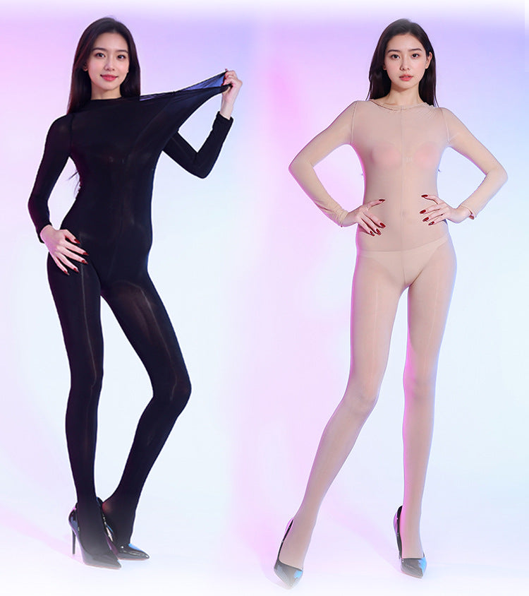 Foreign trade popular style300Plus Size Glossy Bodysuit Sexy Ultra-Thin Silky912Needle Horse Oil One-Piece Stockings