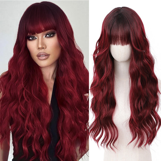 Xuchang Wig Amazon Foreign Trade Water Wave European and American Fashion Long Curly Hair cos Wig Female Full-Head Wig lolita