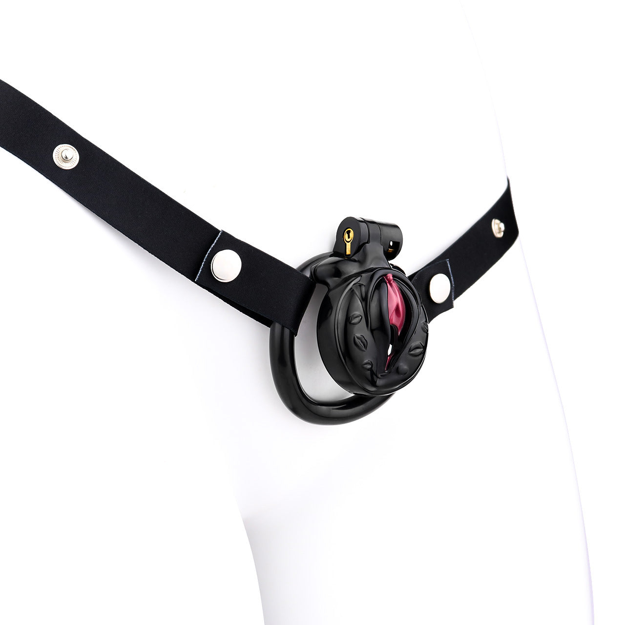 FRRK-3212Transvestite Pink Wearing Chastity Lock ABS Resin CB Bird Cage Miniature Lock Elastic Belt Set