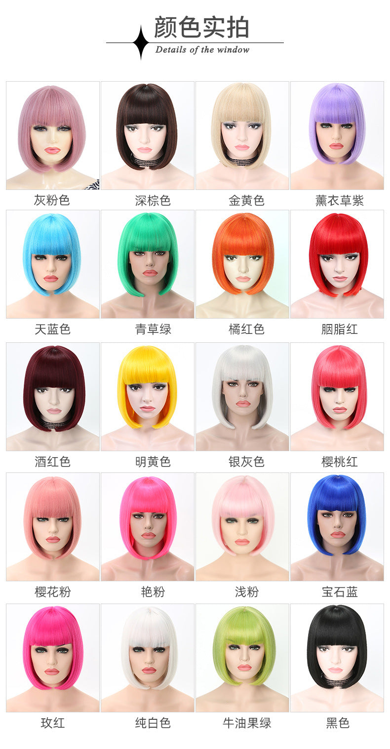 Xuchang Wig Cross-Border Amazon Foreign Trade Fashion European and American Bob Wig Full Head Set wigs Short Straight Hair