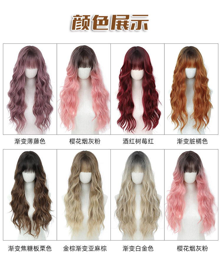 Xuchang Wig Amazon Foreign Trade Water Wave European and American Fashion Long Curly Hair cos Wig Female Full-Head Wig lolita