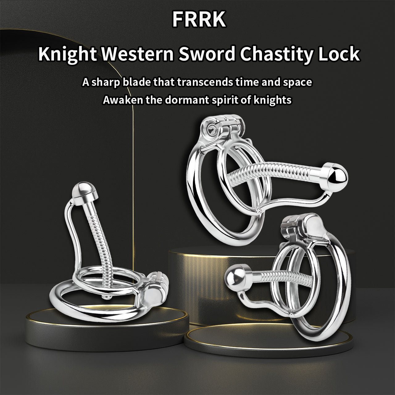 FRRK-238Metal Stainless Steel Horse Eye Rod Anti-Escape Chastity Lock with Urination Catheter for Men