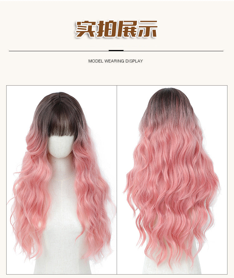 Xuchang Wig Amazon Foreign Trade Water Wave European and American Fashion Long Curly Hair cos Wig Female Full-Head Wig lolita