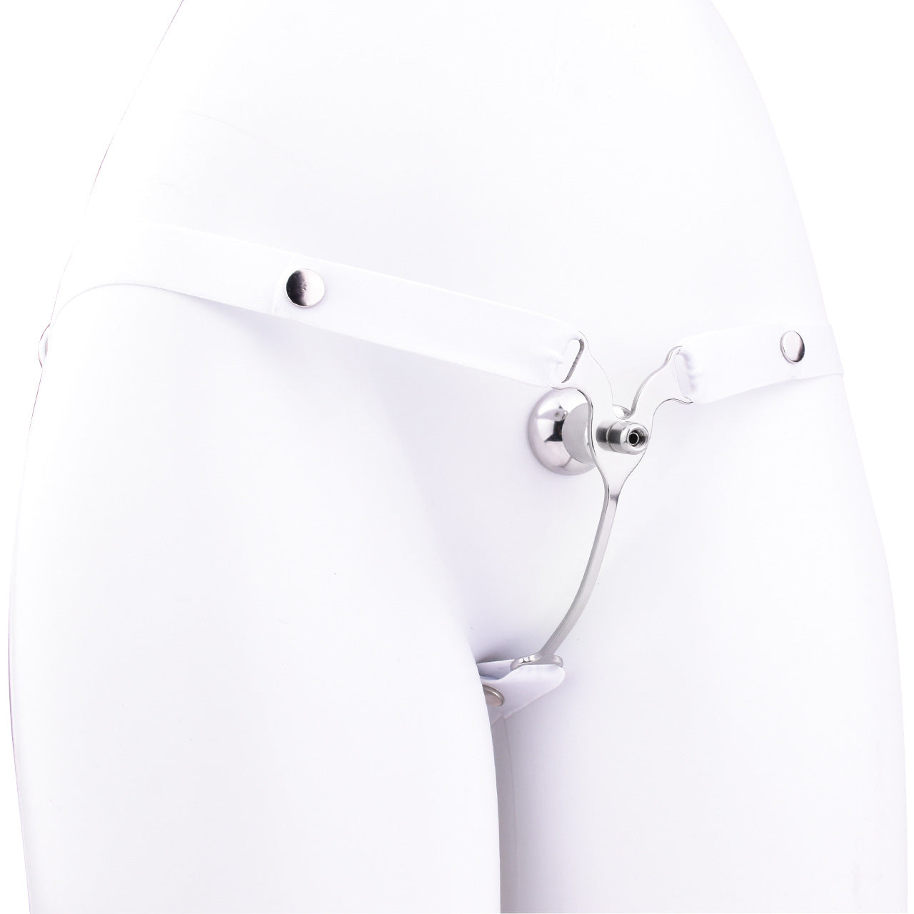 FRRK Imitation Penis Cage Metal Flat Chastity Lock Male Transvestite Penis Compression Restraint Curved Hook Patch Type Pot Lid Lock