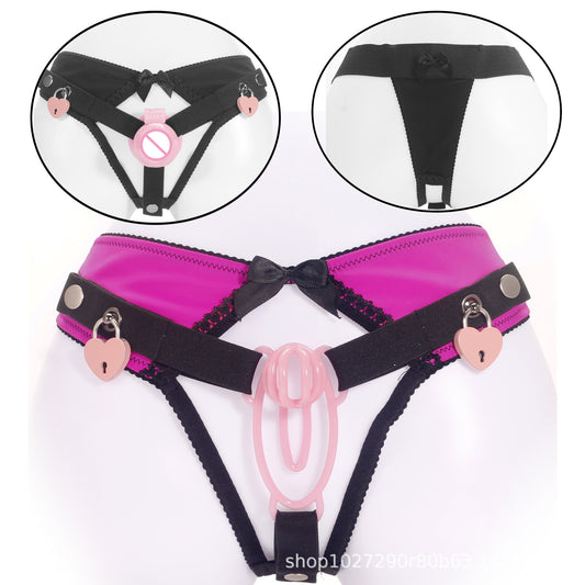 Sissy Male Chastity Lock Auxiliary Belt Underwear with Lock