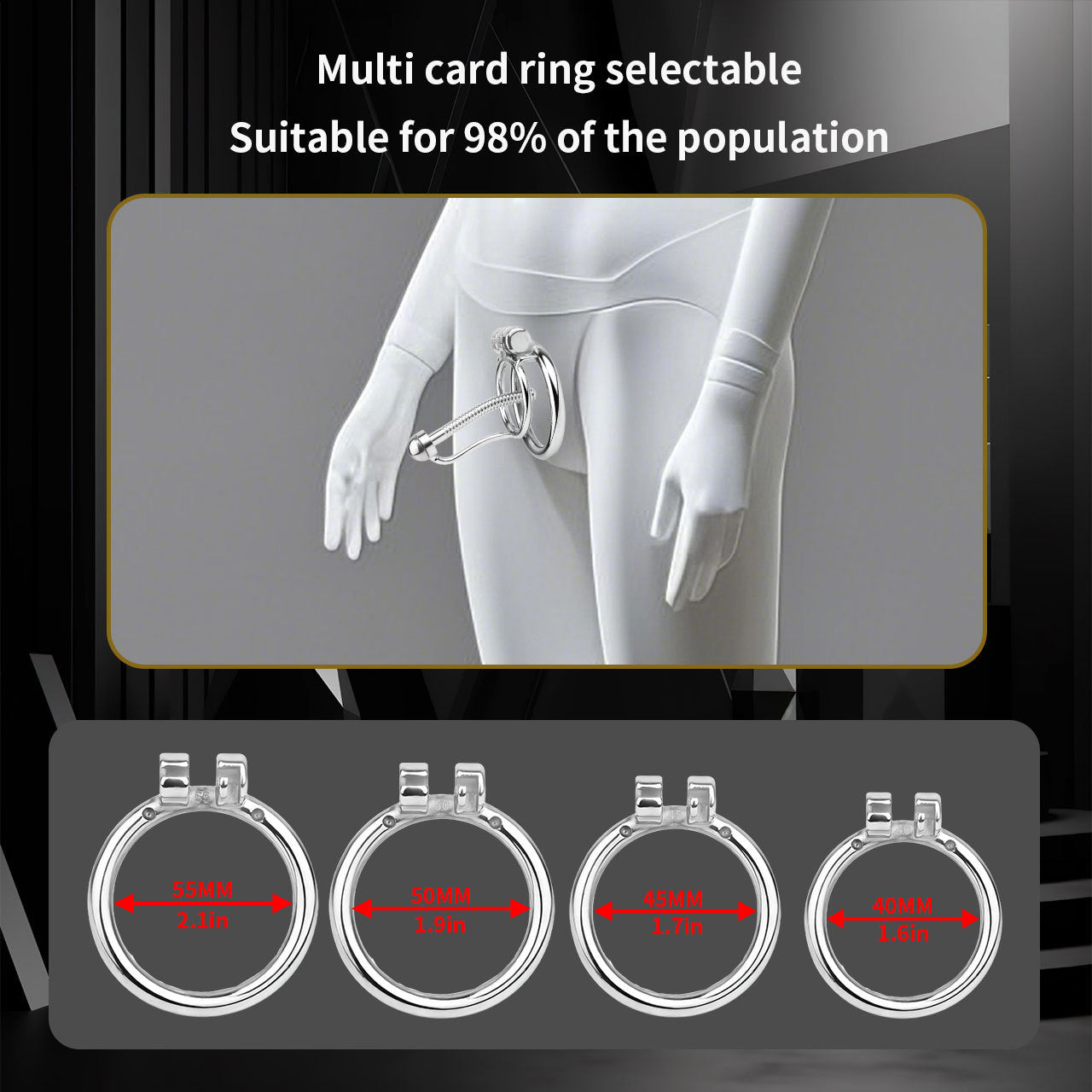 FRRK-238Metal Stainless Steel Horse Eye Rod Anti-Escape Chastity Lock with Urination Catheter for Men