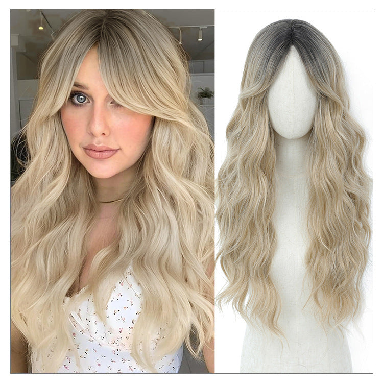 European and American Full Wig Cross-Border Amazon Women's Long Curly Water Wave Eight-Character Bangs lolita Wig Export